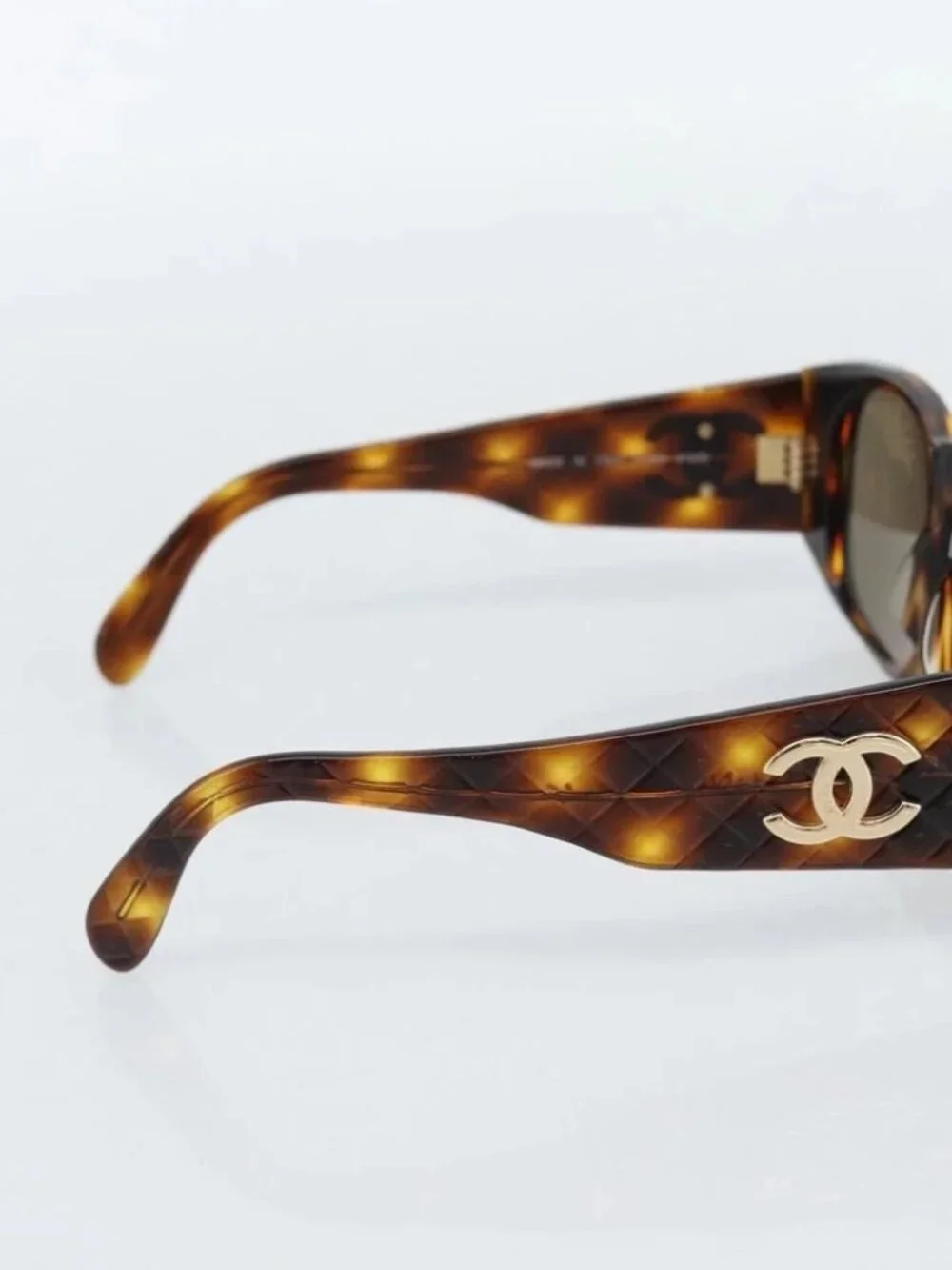 CHANEL Tortoise Pattern Sunglasses plastic Brown CC Auth 180942